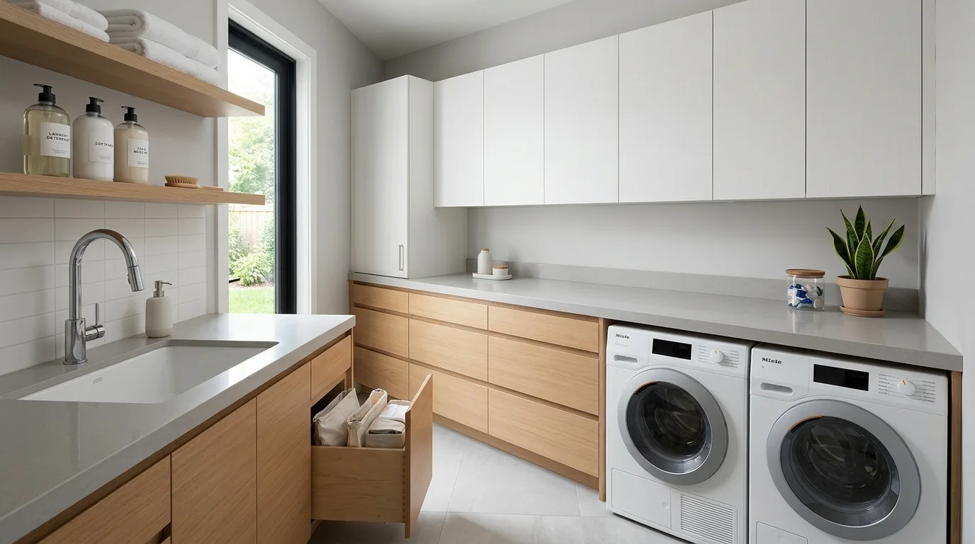 Finish with a room that stays easier to reset inspiration for an organized laundry room.